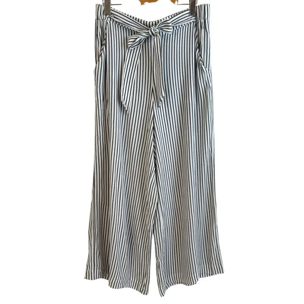 Wilfred by Aritzia Faun White and Grey Striped Wide-Leg Pant Size Large - Picture 3 of 9